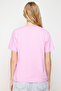 Pembe %100 Pamuk Basic Bisiklet Yaka Örme T-Shirt TWOSS23TS00000 - 9