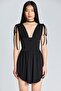 2622 Black Mini Rope Tied Low-cut Dress
