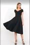 Women's Short Sleeve Double Breasted Collar Skirt Flounce Crepe Dress - 3