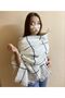 Women's Winter Ecru Black Striped Scarf - Shawl - Valentine's Day Gift - 2