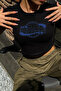 Y2K Street Style Aestaetic Text Printed Short Sleeve Black Crop Body - 2