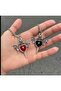 Punk Gothic Bat Winged Skull Heart Antique Silver Plated Lover Necklace - 8