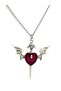 Punk Gothic Bat Winged Skull Heart Antique Silver Plated Lover Necklace - 7