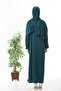 Lace-Up Hijab with Zipper and Elastic Cuffs That Won'T Slip, Prayer Dress Emerald - 3