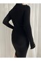 Women's Long Sleeve Turtleneck Knitwear Dress Tunic Black Size 36 - 2