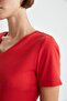 Slim Fit V-Neck Ribbed Basic Plain 100% Cotton Short Sleeve T-Shirt I1080Az23Sm - 4