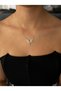 Zircon Stone Angel Wing Tarnish Resistant Gold Steel Necklace with Michael Angel Figure - 2