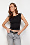 Siyah Sırt Dekolteli Fitted Regular Boy Pamuklu Esnek Örme Bluz TWOSS24BZ00031 - 2