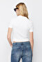 White Fitted Crop Polo Neck Ribbed Stretchy Knitted Blouse TWOSS21BZ0038 - 5
