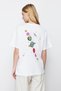 White 100% Cotton Front and Back Galaxy Printed Boyfriend Fit Crew Neck Knitted T-Shirt TWOSS23TS00257