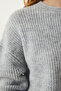 Light Gray Oversize Long Basic Knitwear Sweater BV00099 - 3