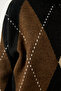 Black Cream Premium Diamond Patterned Oversize Knitwear Sweater FN03163 - 4