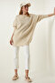 Cream Oversize Long Basic Knitwear Sweater BV00099 - 2