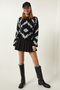 Black Patterned Knit Sweater BV00104