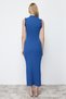 Indigo Ruffle Detailed Ribbed Fitted Midi Smart Flexible Knitted Pencil Dress TWOSS22EL1569 - 4