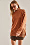 Women's Tan Turtleneck Oversize Knitwear Sweater Stk281 - 7