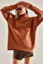 Women's Tan Turtleneck Oversize Knitwear Sweater Stk281 - 3
