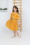 Girl's Yellow Belt Necklace Lace Dress