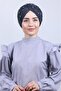 Women's Hijab Pearl and Stoned Vera Outer Bonnet Dark Gray - 3