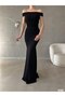 Low Sleeve Design Maxi Length Evening Dress - 3