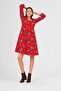 Floral Print Pencil Sleeve Winter Dress from Divitin Flannel - 5