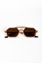 Octagon Lath Gold Brown Unisex Sunglasses