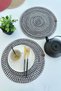 2 Pieces Premium American Service Stain Resistant Washable 36cm Black and White Straw Braid Charger Set - 3