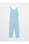 U-Neck Patterned Cotton Girl's Jumpsuit - 2