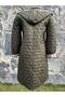 Women's Large Size Plaid 105 Cm Seasonal Khaki Quilted Coat 1044 - 3