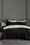 Single Duvet Cover Set with Elastic Sheets | Black Beige | - 4