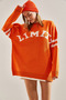 Women's Orange Oversize Printed Knitwear Sweater Stk318 - 5