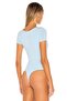 Women's Baby Blue Short Sleeve Jersey Bodysuit - 3