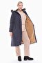 Women's Large Size Fur Lined Navy Blue Long Coat 1047 - 6