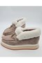 Genuine Leather Beige Buckle Fur Lining Cold Proof Lightweight Anti-Slip Eva Sole Daily Short Women's Boots - 5