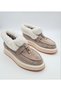 Genuine Leather Beige Buckle Fur Lining Cold Proof Lightweight Anti-Slip Eva Sole Daily Short Women's Boots