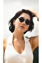 Women's Sunglasses Round Black Frame Black Glass - 3