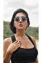 Women's Sunglasses Square Black Frame Black Glass - 2