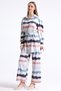 Women's Color Blocked Belted Wide Leg Trousers and Balloon Sleeve Tunic Bottom-Top Satin Set - 5