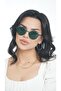 Women's Sunglasses Oval Green Frame Dark Green Glass