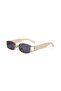 Women's Sunglasses Rectangular Gold Cream Frame Black Glass