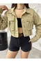 Women's Pocket Detail Oversized Cropped Denim Jacket