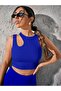 Women's Shoulder Detail Cutout Sleeveless Style Crop Top Blouse