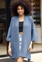 Folded Shawl Collar Wide Short Half Sleeve Long Pocketless Comfortable Loose Fit Seasonal Over-the-Knee Knitwear Cardigan - 4