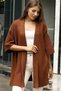 Folded Shawl Collar Wide Short Half Sleeve Long Pocketless Comfortable Loose Fit Seasonal Over-the-Knee Knitwear Cardigan