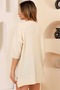 V-Neck Half-Quarter Sleeve Back Long Front Short Slit Loose Cut Seasonal Basic Loose Knitwear Sweater - 2