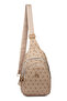 Women's Leather Monogram Patterned Cross Waist Chest and Shoulder Bag - Beige - 5