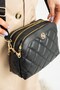Women's Black 4 Compartment Adjustable Cross Strap Quilted Soft Leather Shoulder Bag PBM1267 - 4
