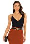 Women's Black V Neck Back Low-Cut Silk Jersey Bodysuit