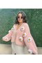 Powder Pink Floral Motif Cardigan,