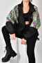 Men's Women's Black Color Leopard Patterned Bomber - 2